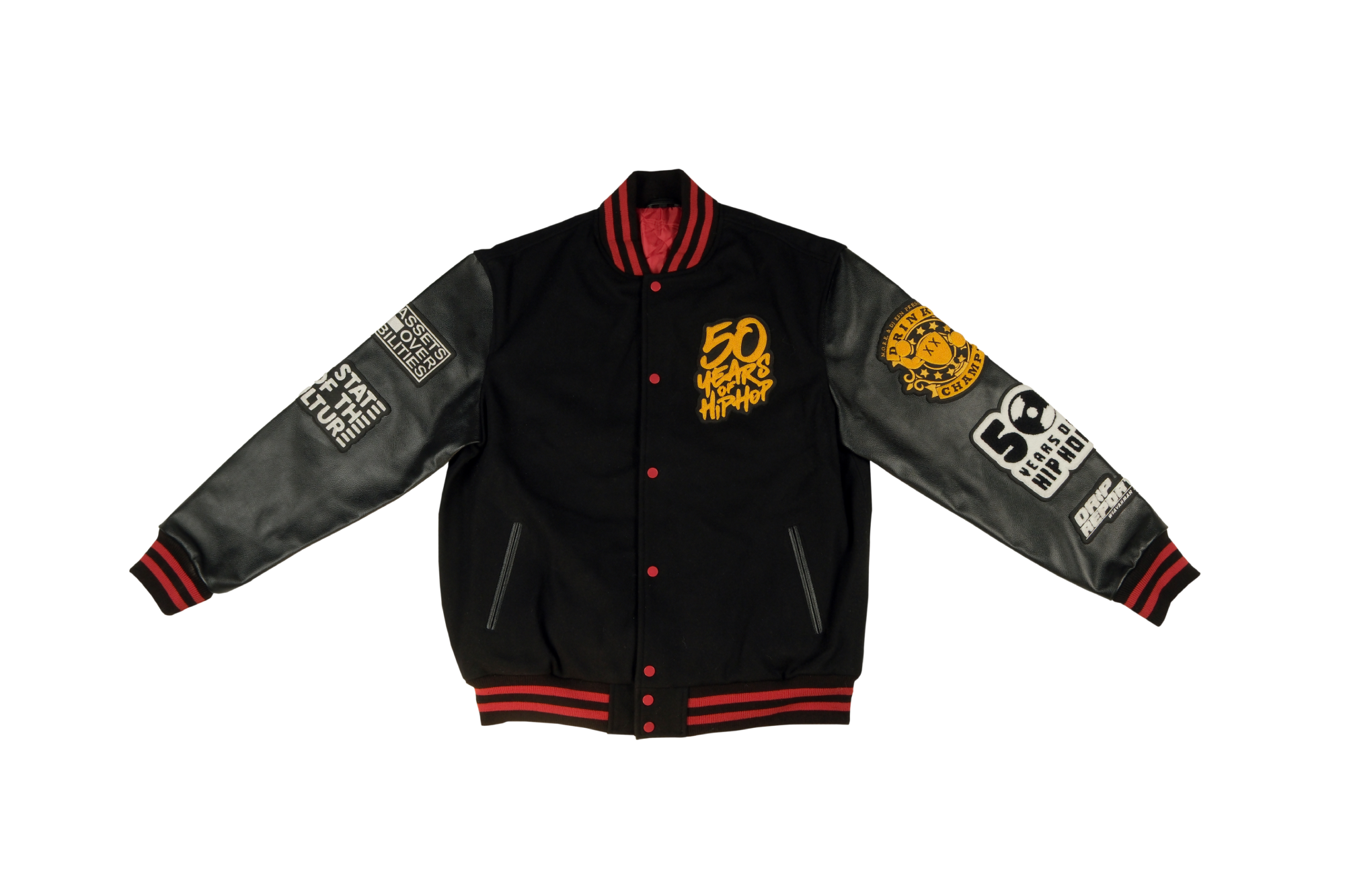 Celebrating 50 Years of Hip Hop: Vintage Black Leather and Wool Varsity Jacket