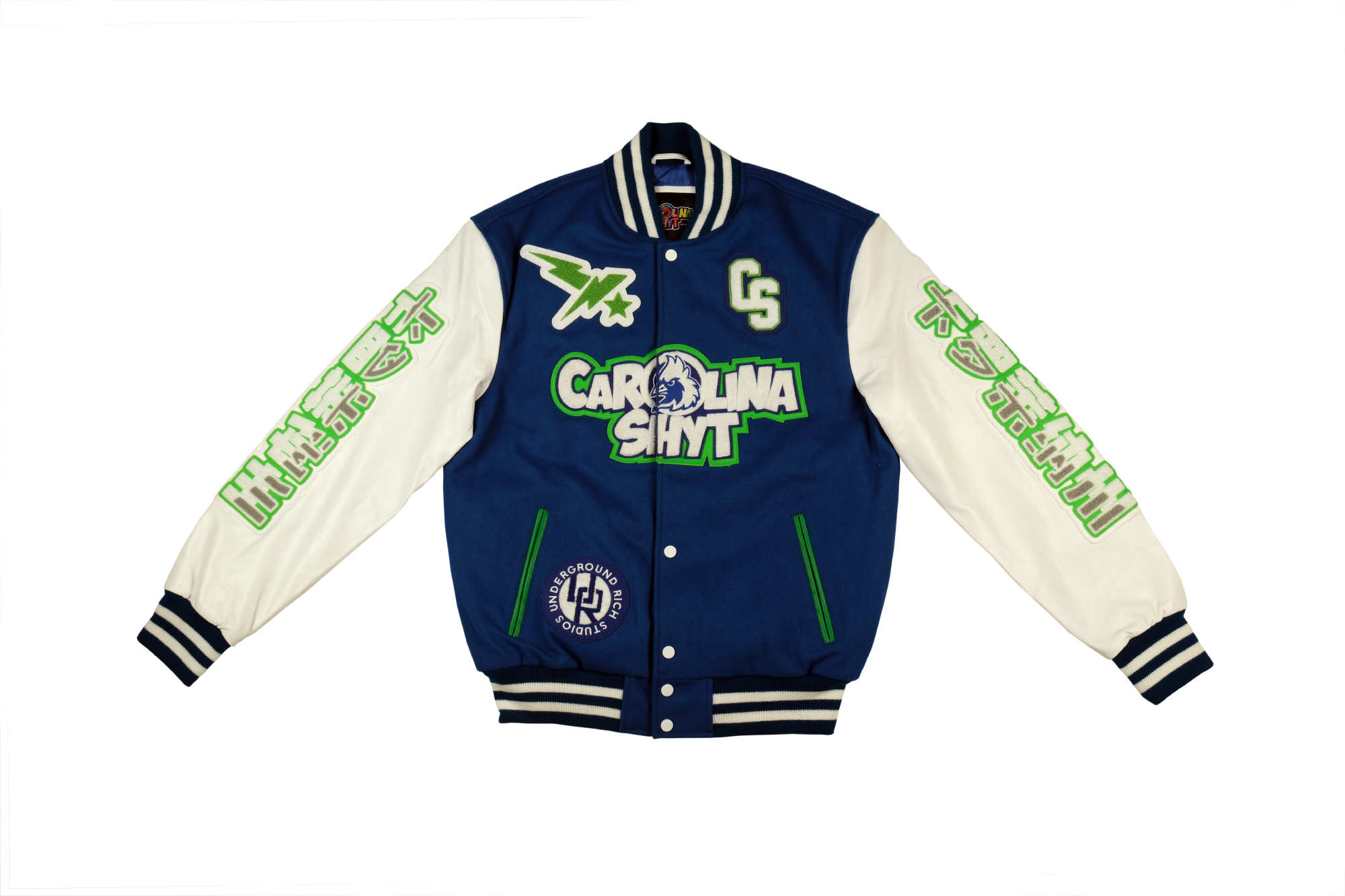 The Carolina Shyt Leather and Wool Varsity Jacket